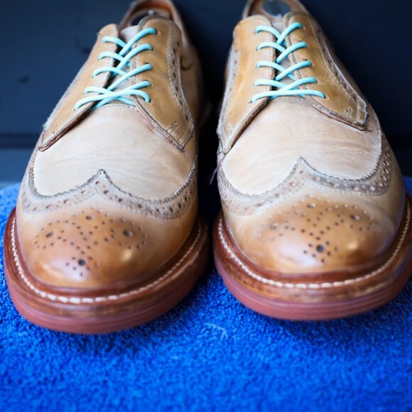 SALE -Allen Edmonds 8.5-D Shannon Drive Burnished Walnut Wingtip Mens Dress Shoe - Picture 3 of 11